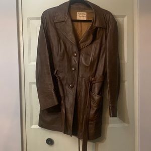 Brown Leather Trench Coat